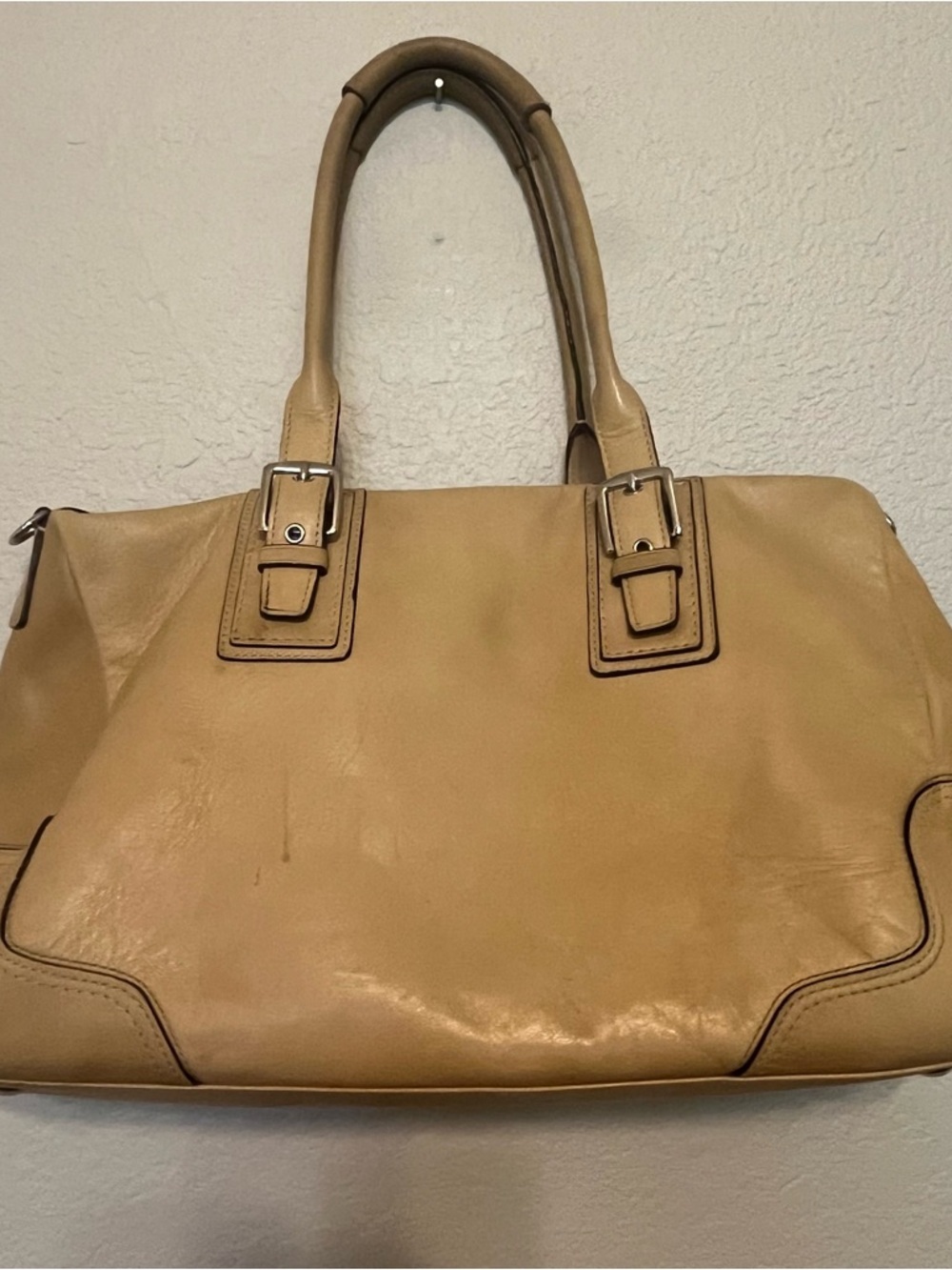 COACH Hamilton Soft Leather Satchel Purse Bag Tan Butter Yellow D1098-F13811 - Picture 7 of 16
